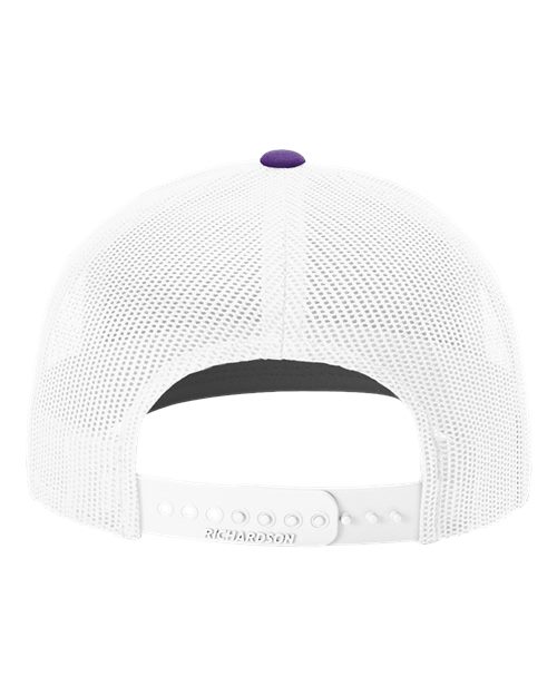 Richardson 112 Snapback Trucker Cap - Purple/ White - back
