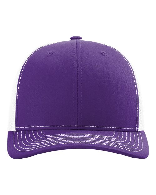 Richardson 112 Snapback Trucker Cap - Purple/ White - front
