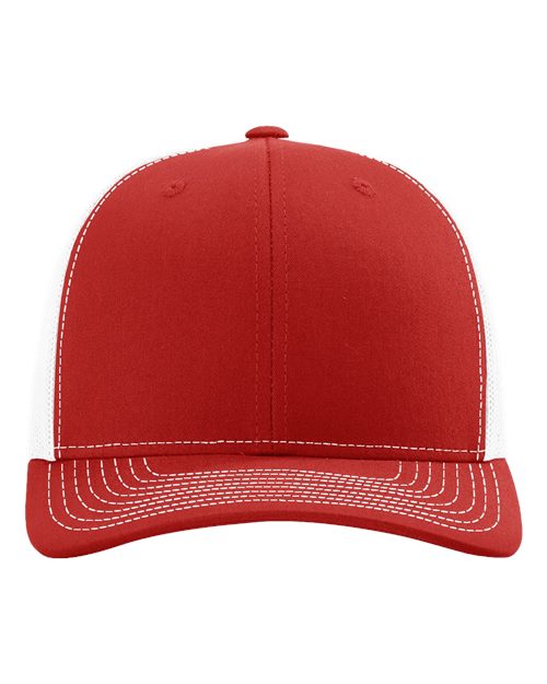 Richardson 112 Snapback Trucker Cap - Red/ White - front