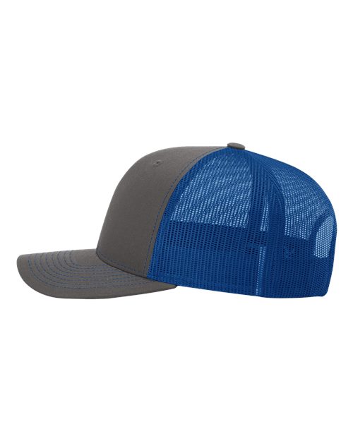 Richardson 112 Snapback Trucker Cap - Charcoal/ Royal - side