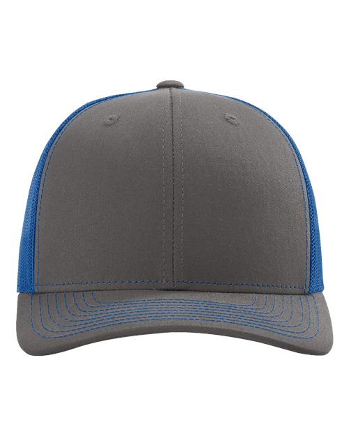Richardson 112 Snapback Trucker Cap - Charcoal/ Royal - front