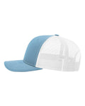 Richardson 112 Snapback Trucker Cap - Columbia Blue/ White - side