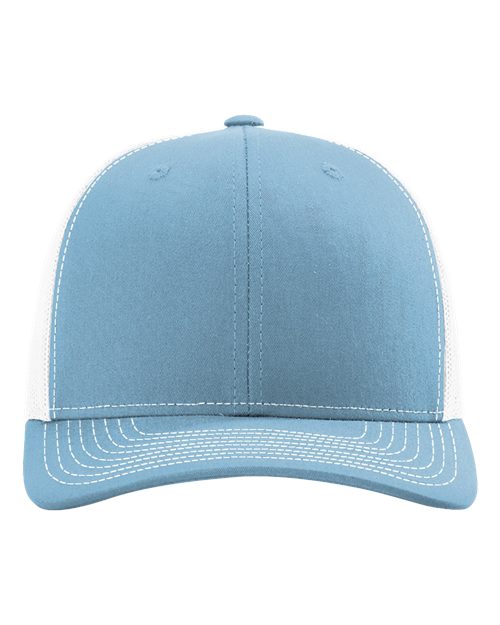 Richardson 112 Snapback Trucker Cap - Columbia Blue/ White - front