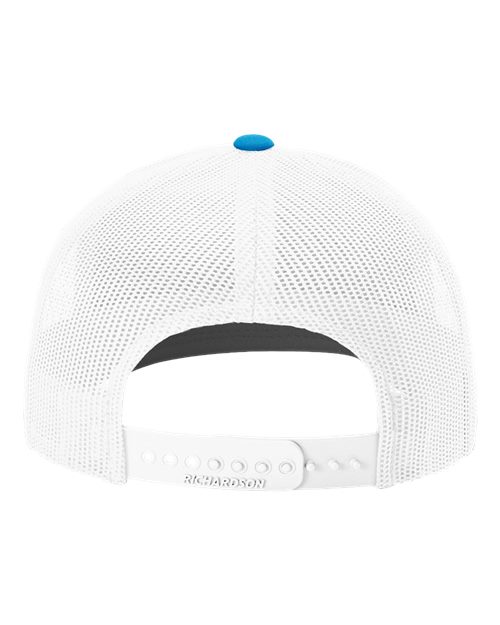 Richardson 112 Snapback Trucker Cap - Cyan/ White - back