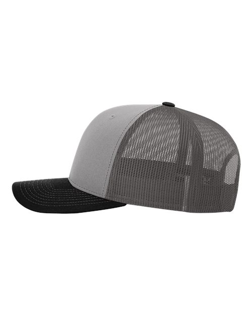 Richardson 112 Snapback Trucker Cap - Grey/ Charcoal/ Black - side