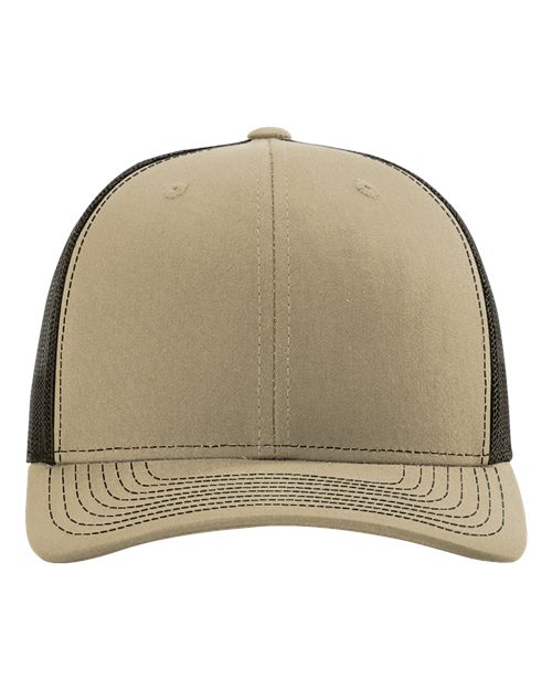 Richardson 112 Snapback Trucker Cap - Khaki/ Coffee - front