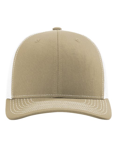 Richardson 112 Snapback Trucker Cap - Khaki/ White - front