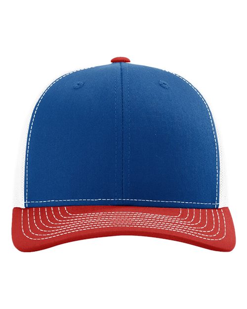 Richardson 112 Snapback Trucker Cap - Royal/ White/ Red - front
