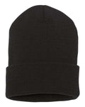 Yupoong 1501KC Cuffed Beanie - Black - front