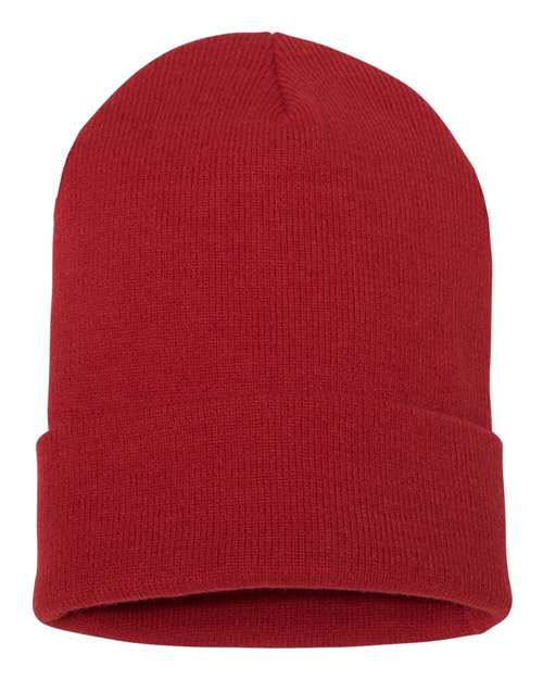 Yupoong 1501KC Cuffed Beanie - Red - back