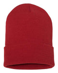 Yupoong 1501KC Cuffed Beanie - Red - front