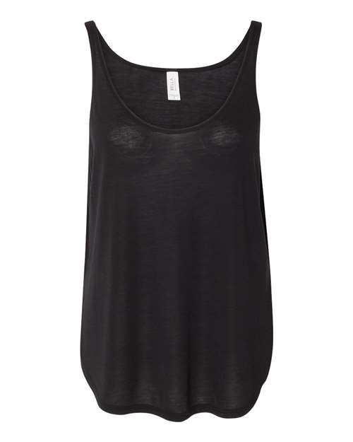 BELLA + CANVAS 8802 Women's Flowy Tank with Side Slit - Black - front