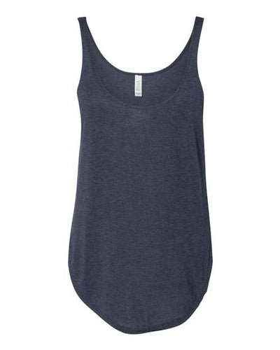 BELLA + CANVAS 8802 Women's Flowy Tank with Side Slit - Heather Navy - front