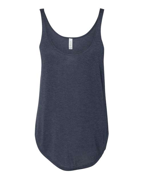 BELLA + CANVAS 8802 Women's Flowy Tank with Side Slit - Heather Navy - front