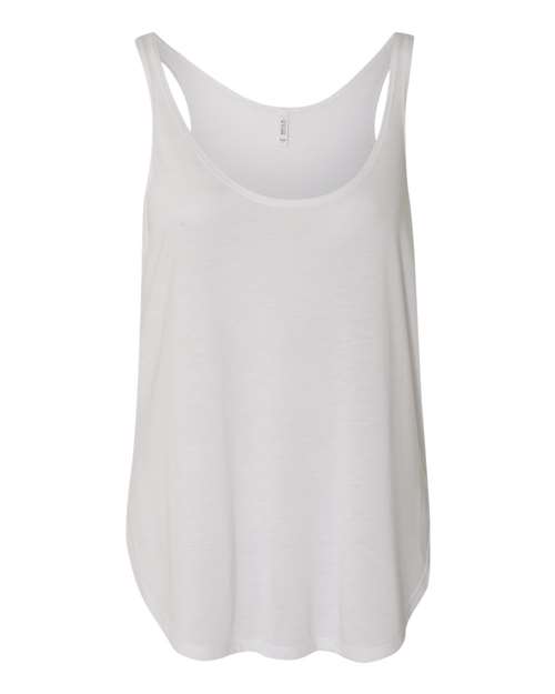 BELLA + CANVAS 8802 Women's Flowy Tank with Side Slit - White - front