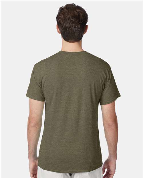Hanes 42TB Perfect-T Triblend T-Shirt - Military Green Triblend - model back