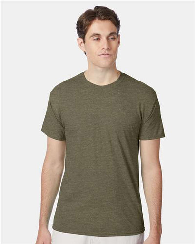 Hanes 42TB Perfect-T Triblend T-Shirt - Military Green Triblend - model front