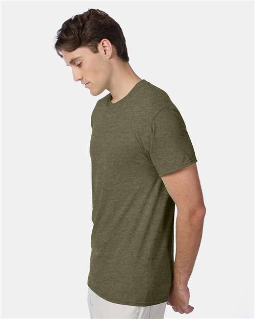 Hanes 42TB Perfect-T Triblend T-Shirt - Military Green Triblend - model side