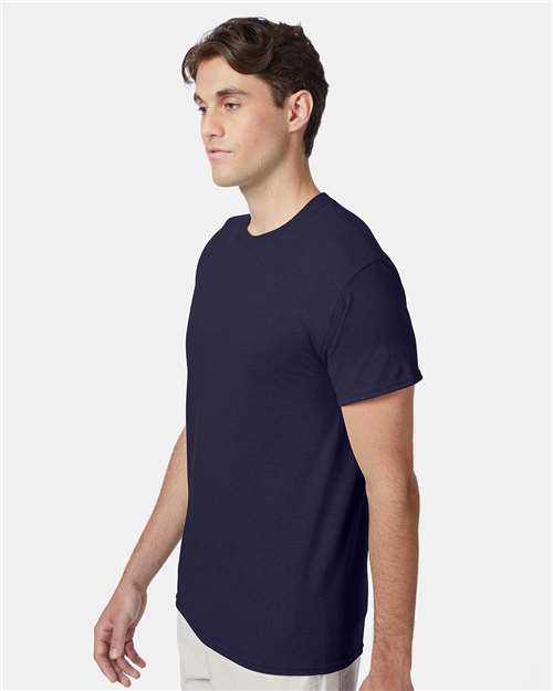 Hanes 42TB Perfect-T Triblend T-Shirt - Navy Triblend - model side