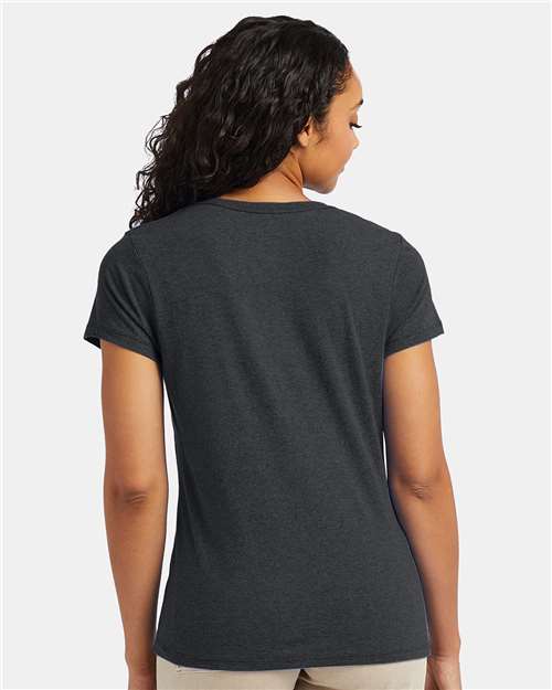 Hanes 42VT Women's Perfect-T Triblend V-Neck T-Shirt - Slate Triblend - model back
