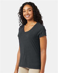 Hanes 42VT Women's Perfect-T Triblend V-Neck T-Shirt - Slate Triblend - model side