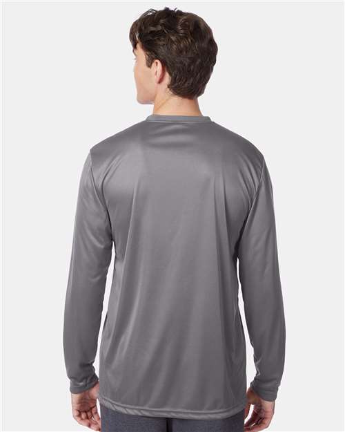 Hanes 482L Unisex Cool DRI Long Sleeve Performance T-Shirt - Graphite - model back
