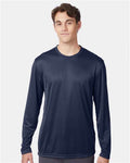 Hanes 482L Unisex Cool DRI Long Sleeve Performance T-Shirt - Navy - model front