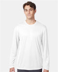 Hanes 482L Unisex Cool DRI Long Sleeve Performance T-Shirt - White - model front