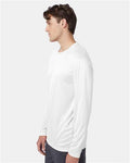 Hanes 482L Unisex Cool DRI Long Sleeve Performance T-Shirt - White - model side
