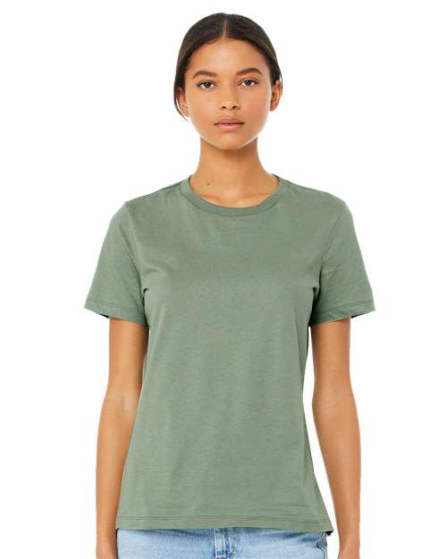 BELLA + CANVAS 6400 Women’s Relaxed Jersey Tee - Sage - model front