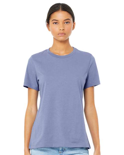 BELLA + CANVAS 6400 Women’s Relaxed Jersey Tee - Lavender Blue - model front