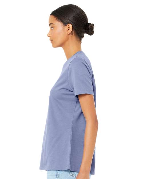 BELLA + CANVAS 6400 Women’s Relaxed Jersey Tee - Lavender Blue - model side