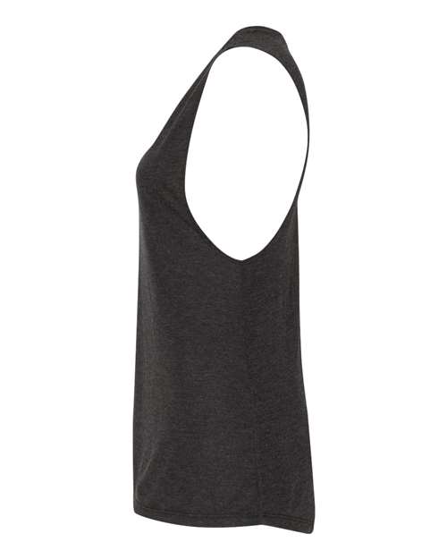BELLA + CANVAS 8803 Women's Flowy Scoop Muscle Tank - Black Heather - side