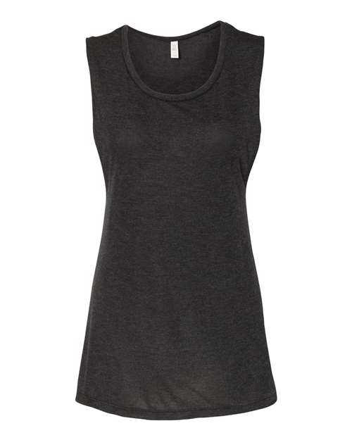 BELLA + CANVAS 8803 Women's Flowy Scoop Muscle Tank - Black Heather - front