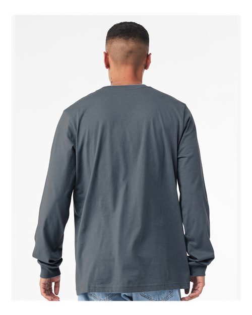 Bella+Canvas 3501 Unisex Jersey Long Sleeve Tee - Steel Blue - model back