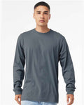 Bella+Canvas 3501 Unisex Jersey Long Sleeve Tee - Steel Blue - model front