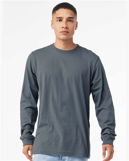 Bella+Canvas 3501 Unisex Jersey Long Sleeve Tee - Steel Blue - model front