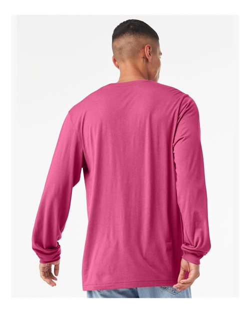 Bella+Canvas 3501 Unisex Jersey Long Sleeve Tee - Berry - model back
