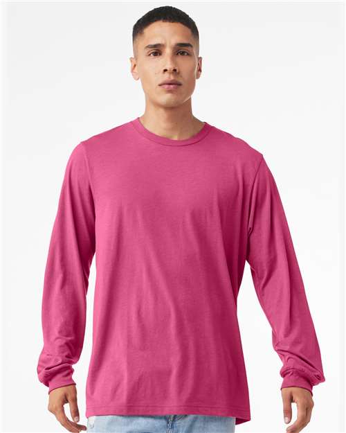 Bella+Canvas 3501 Unisex Jersey Long Sleeve Tee - Berry - model front