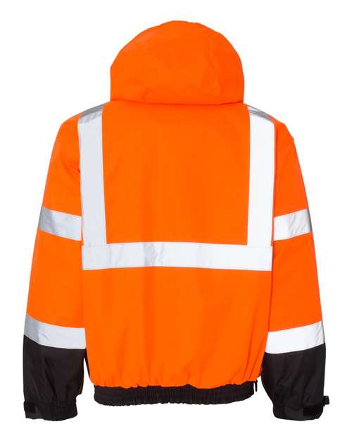 Kishigo JS130-132 Unisex Ripstop Bomber Jacket - Orange/ Black - back
