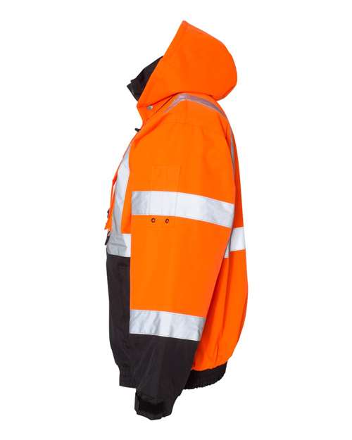 Kishigo JS130-132 Unisex Ripstop Bomber Jacket - Orange/ Black - side