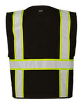 Kishigo B100-111 Unisex EV Series Enhanced Visibility Multi-Pocket Mesh Vest - Black/ Lime - B100 - back