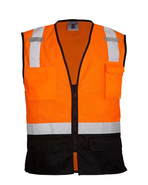 Kishigo 1509 Unisex Black Bottom Mesh Class 2 Vest - Orange - 1529 - front