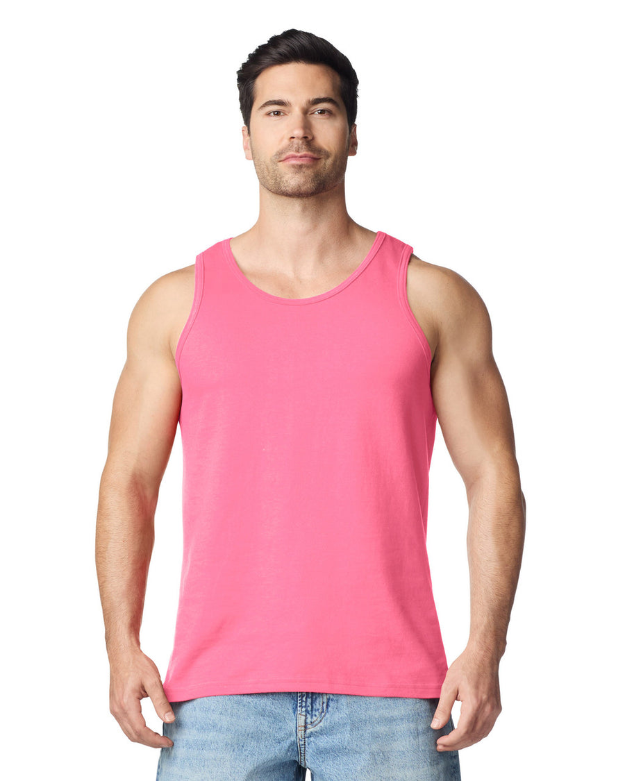 Gildan 5200 Unisex Heavy Cotton Tank Top - Safety Pink - model front