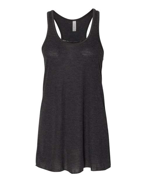 BELLA + CANVAS 8800 Women's Flowy Racerback Tank - Black Heather - front