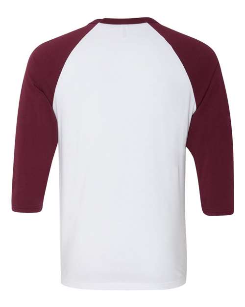 BELLA + CANVAS 3200 Unisex Three-Quarter Sleeve Baseball Tee - White/ Maroon - back