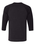 BELLA + CANVAS 3200 Unisex Three-Quarter Sleeve Baseball Tee - Black Heather/ Black - back