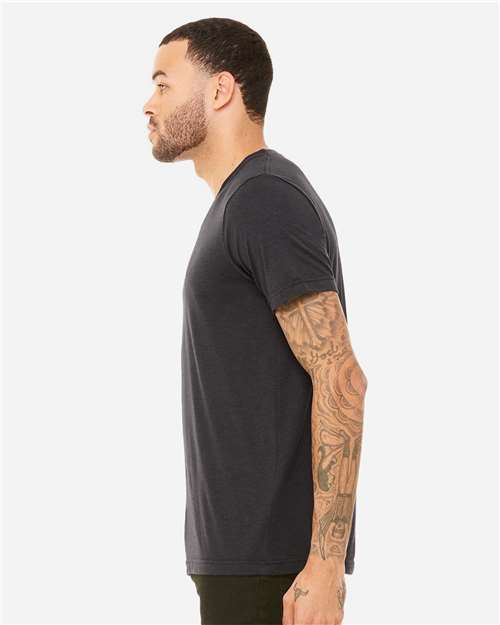 Bella + Canvas 3415 Triblend V-Neck Tee - Solid Dark Grey Triblend - model side