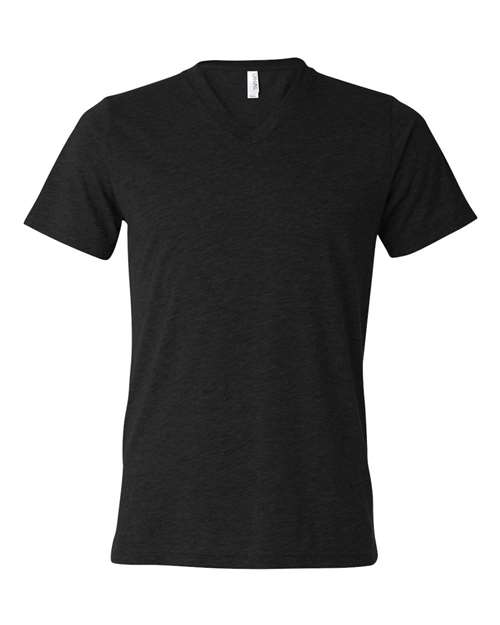 Bella + Canvas 3415 Triblend V-Neck Tee - Black Heather Triblend - front