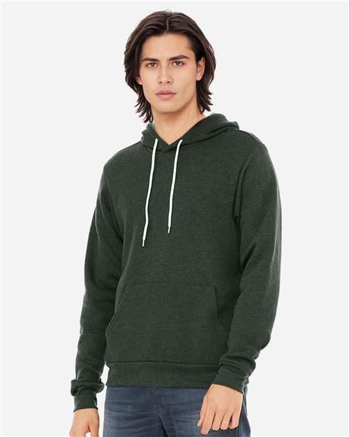 Bella+Canvas 3719 Unisex Sponge Fleece Pullover Hoodie - Heather Forest - model side